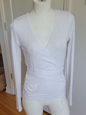 GAP White Knit Ballet Wrap Long Sleeve Top XS